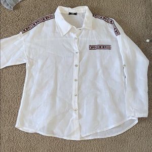 Love White linen long sleeve button down